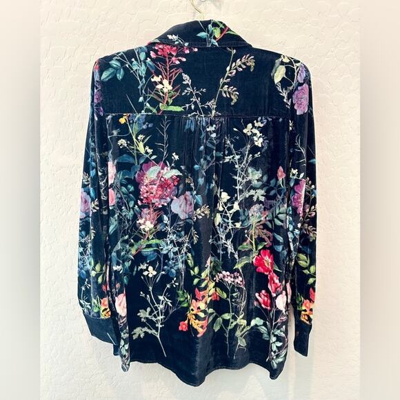 SOFT SURROUNDINGS | Velvet Floral Button Down Shirt New | Petite Small - Picture 4 of 7